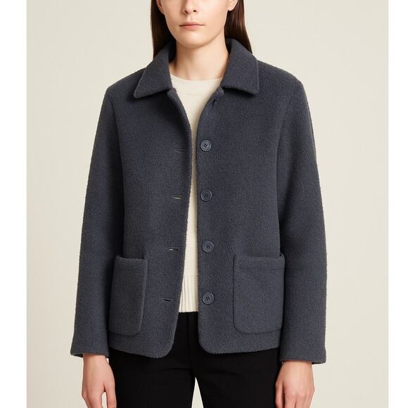 Sandro Boucle Jacket Dusty Blue - Picture 1 of 8